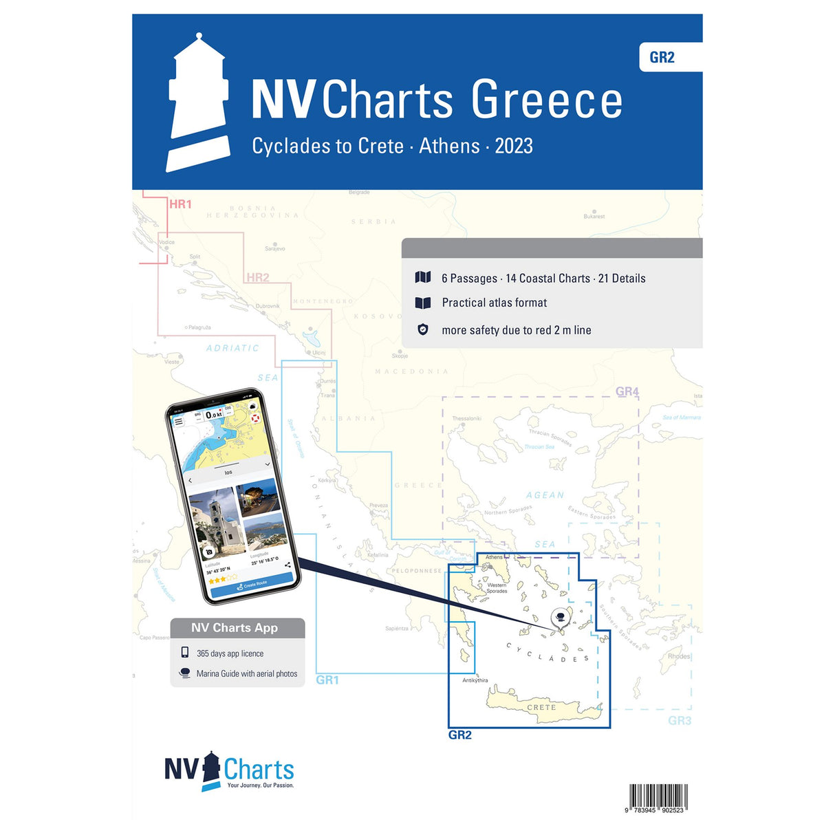 NV Atlas Seekarten Griechenland umfangreich, Kartenmaterial für Nautische Navigation, Detaillierte Hafenpläne und Ankerplätze