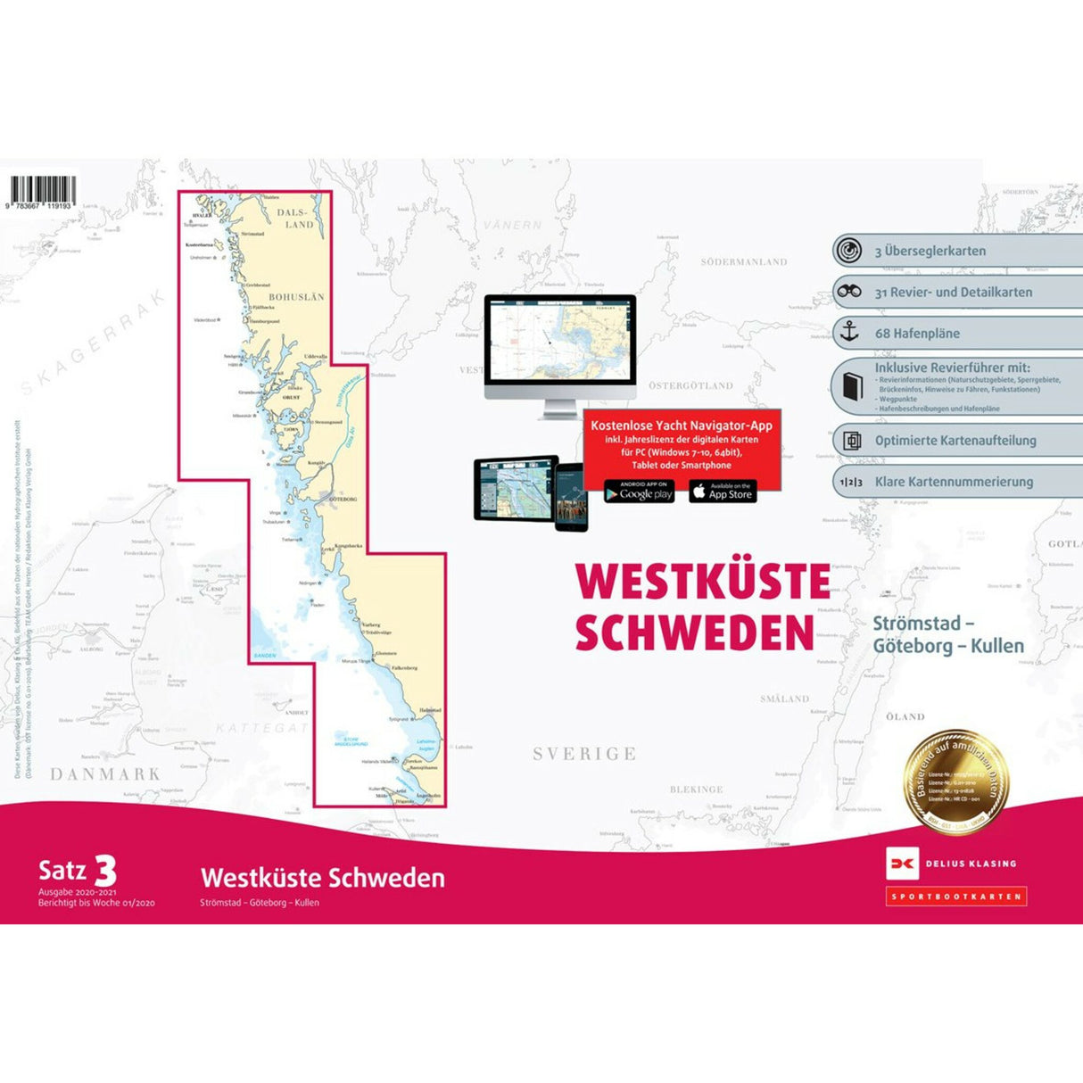 Delius Klasing Sportbootkarten Satz 3 Westküste Schweden, Navigationskarten, inklusive CD-ROM und Lizenzcode