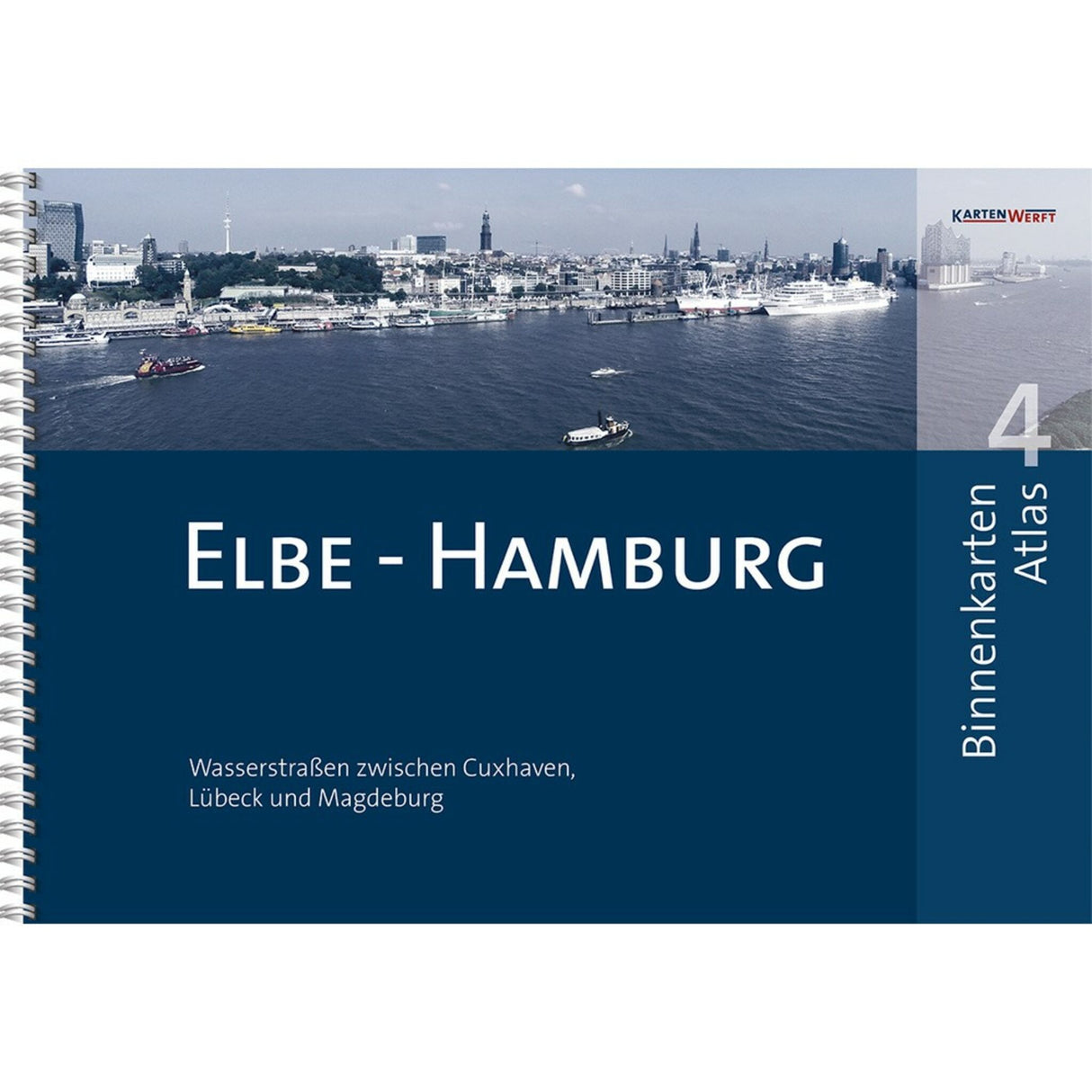 KartenWerft Binnenkarten-Atlas Wasserstraßen Elbe Hamburg, Binnenkarten-Seenavigation, GPS-fähiges Gradgitternetz & 365-RevierService