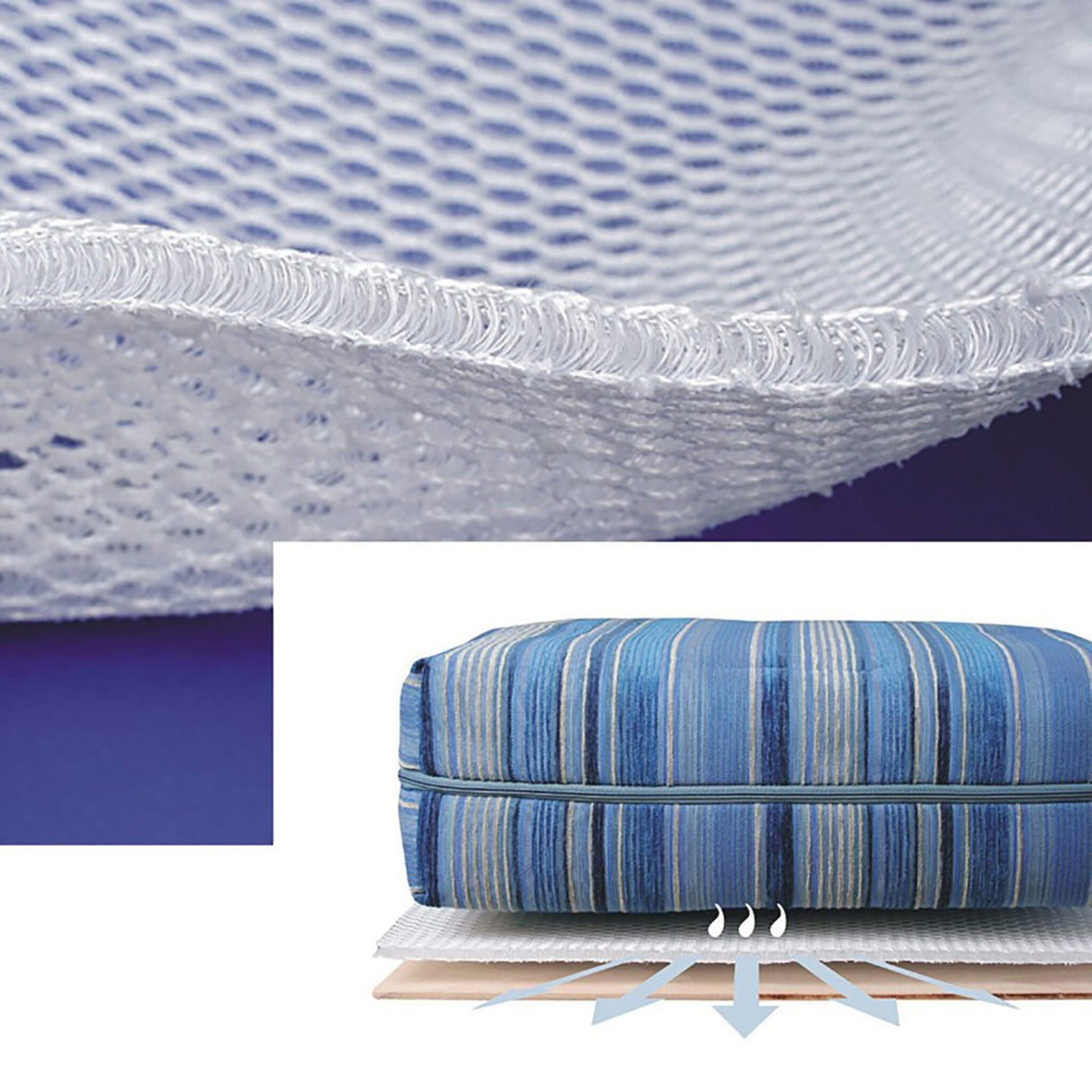 Calypso Matratzen- und Polsterunterlage 3D Polyester, Luftzirkulation, waschbar, AQUA STOP - 60x200 cm – 160x200 cm, weiß oder schwarz