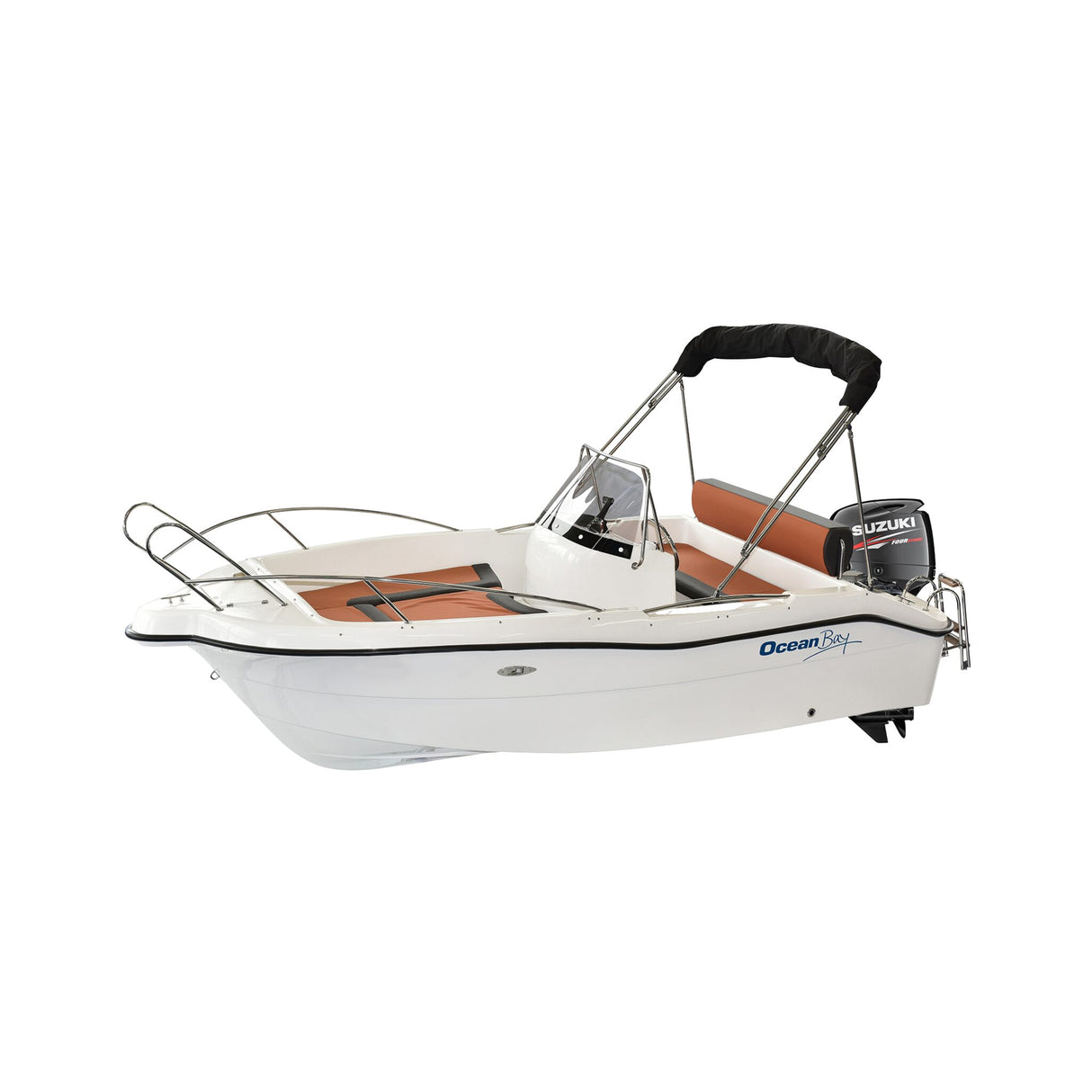 OceanBay GFK-Boot MM-450 Open mit Sonnenliege und zentralem Steuerstand, Sportboot, für schnellen Zugriff auf Festmacher - (Optional mit Trailer und Suzuki)