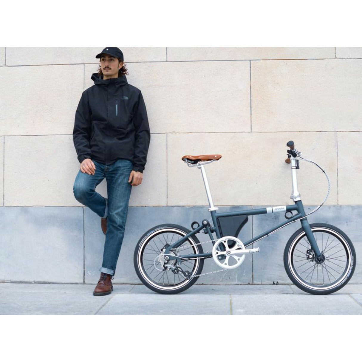 Ahooga E-Klapprad POWER+ Unplattbar-Reifen, faltbares E-Bike mit stabilem Aluminiumrahmen und höhenverstellbaren Lenker - silber, grau, blau, türkis