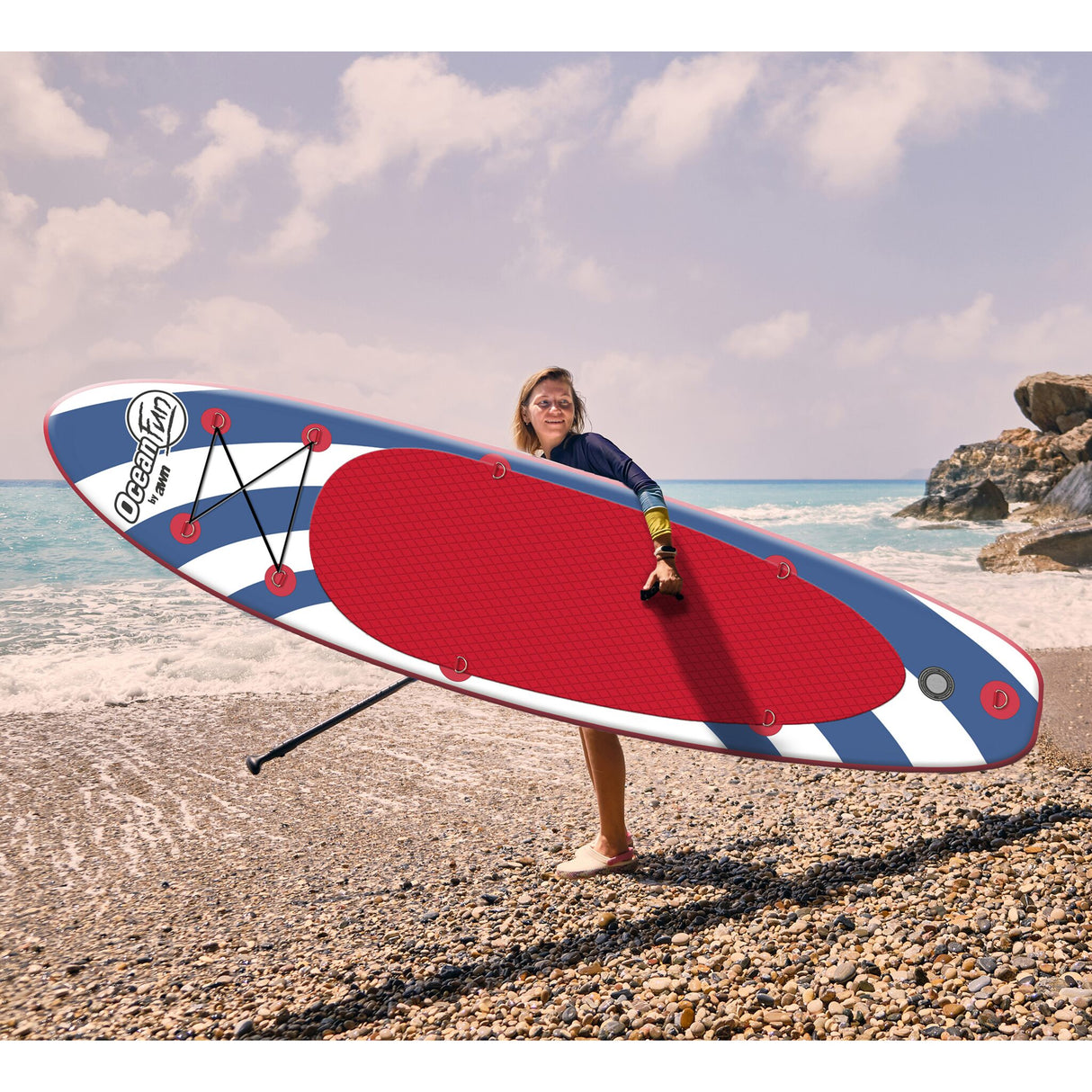 Ocean Fun SUP-Set 366 x 86 cm aufblasbares Stand Up Paddle Board, Touren Board, ideal für Familientouren mit Gepäck und inklusive Zubehörset