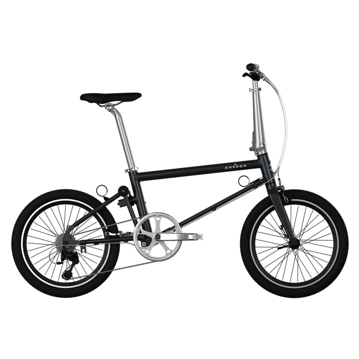 AHOOGA Klapprad Analog 20 Zoll leichtes Faltrad, wiederaufladbare Beleuchtung, 7-Gang Shimano Acera Schaltung