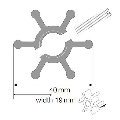 Johnson Impeller MC97/EPDM für F35 Pumpe, Pumpenflügel, Innendurchmesser 12 mm