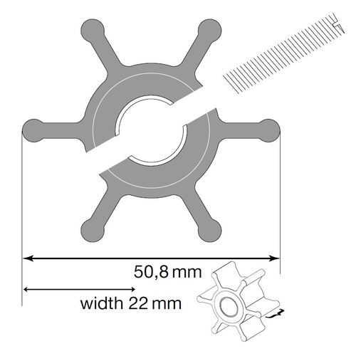 Johnson Impeller MC97/EPDM, Ersatzteil Pumpe, Außendurchmesser 50,8 mm