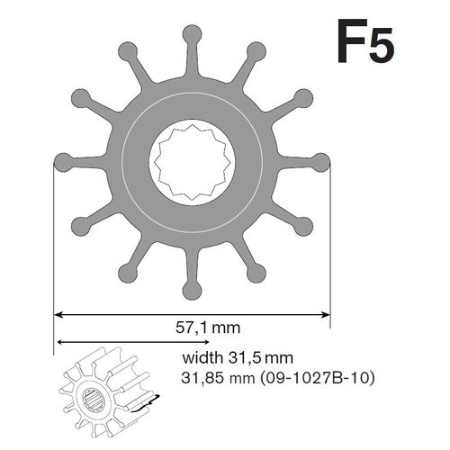 Johnson Impeller Nitril 57,1 mm Außendurchmesser, Pumpenrotor, langlebiges Material