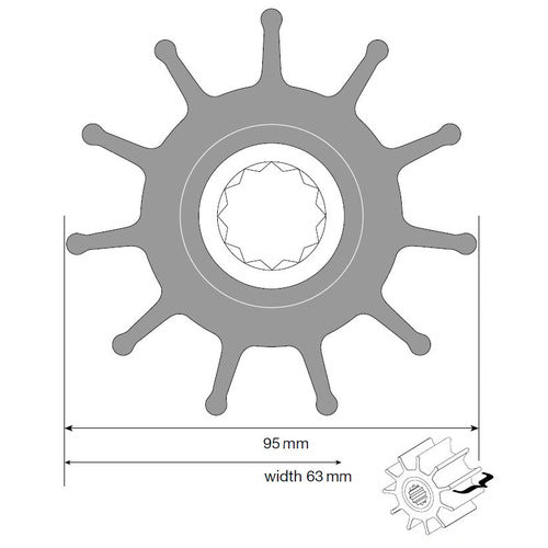Johnson Impeller Neopren 95mm Außendurchmesser, Pumpenrotor, langlebig