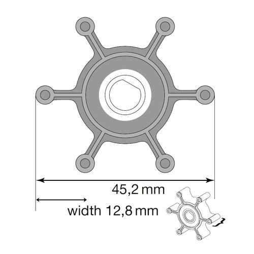 Johnson Impeller Nitril für TA3P10 Fäkalienpumpe, 45,2 mm Durchmesser, Ersatzteil, hohe Beständigkeit