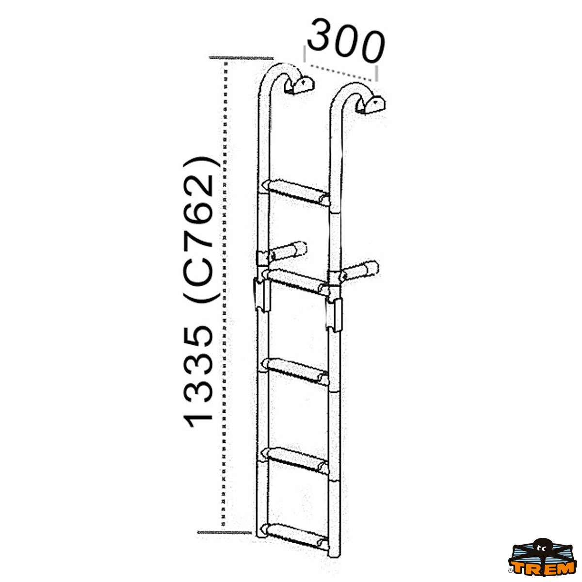 Niro folding bathing ladder made of stainless steel with plastic steps, practical boat ladder, durable and individually mountable - 4 - 5 steps