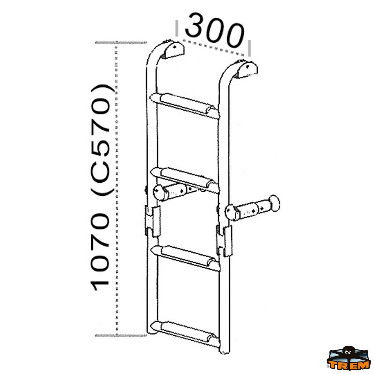 Niro folding bathing ladder made of stainless steel with plastic steps, practical boat ladder, durable and individually mountable - 4 - 5 steps