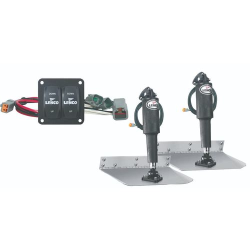 Lenco Trimmklappen-Set 12"x12" aus 12-Gauge-Edelstahl, Bootstrimm-System, integrierte LED-Schalter inkl.