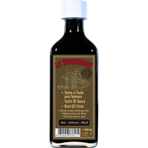 LeTonkinois Öl-Beize Holzfärbung schwarz 0,25 L, natürliche Holzbeize, ideal für Bootsbau