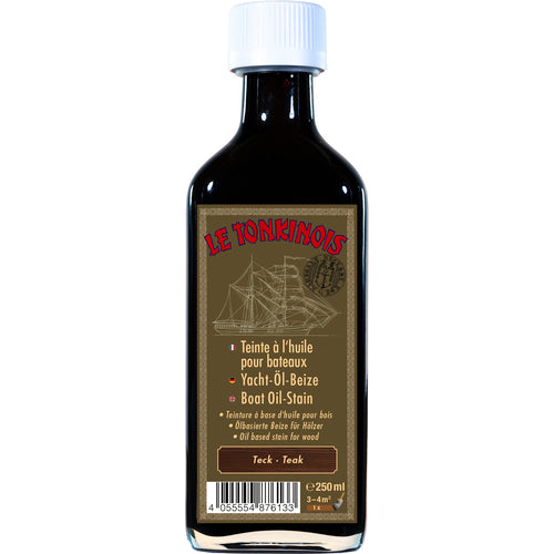 LeTonkinois Öl-Beize Teak 0,25 L, Holzschutz, porentiefe Färbung, ideal für Bootsbau