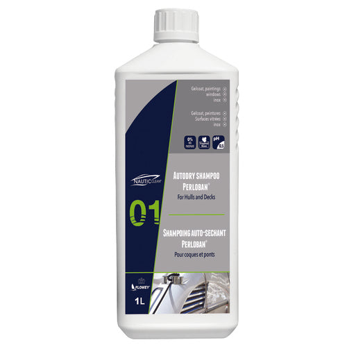 NAUTICclean Shampoo Selbsttrocknend, Perloban® Aktiv-Shampoo Bootsoberflächen, 1 L, Pflanzenbasierte Tenside