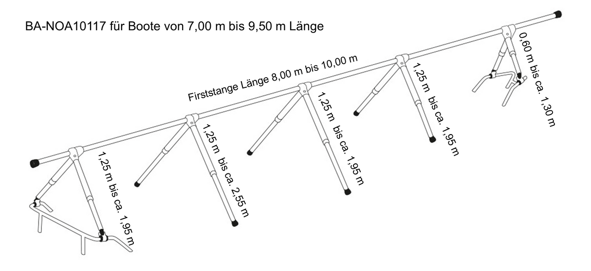 NOA Decksgestell für Planen 14-16m