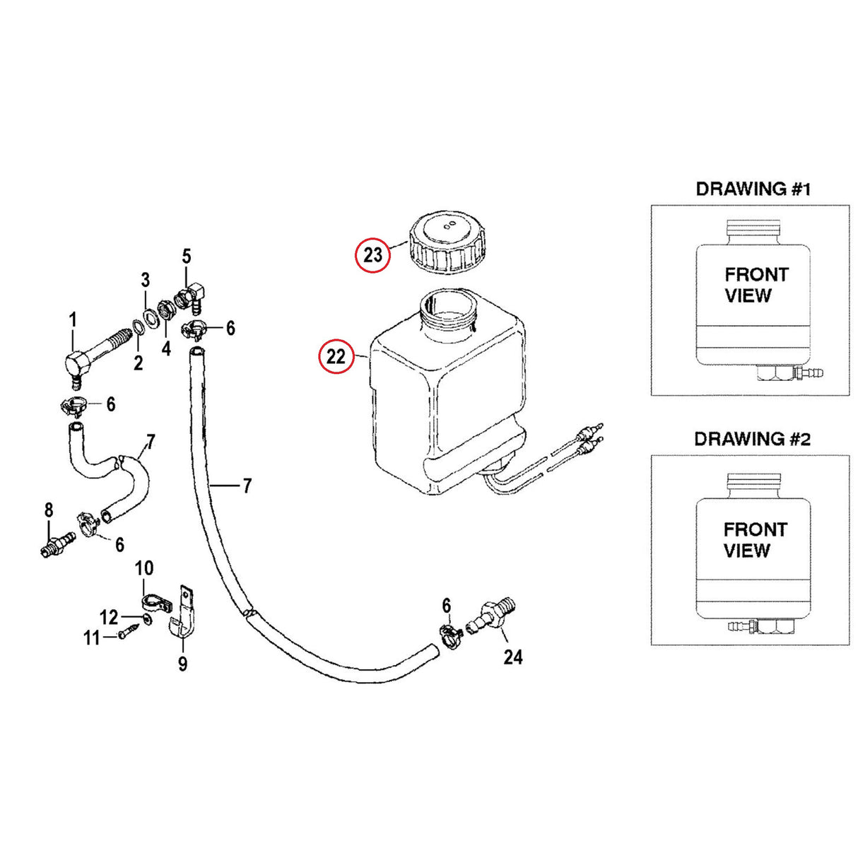Mercruiser Ölbehälter Reservoir Assembly, Ersatzteil für Bootsölversorgung, originale Qualität - (Optional mit Anschlüsse)
