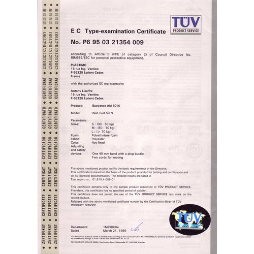 Plastimo Anglerweste 50N 70-90Kg, Schwimmhilfe, Sicherheitsfeatures