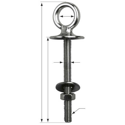 Plastimo Augbolzen Edelstahl 10x50mm, Edelstahlhalterung, langlebig und robust