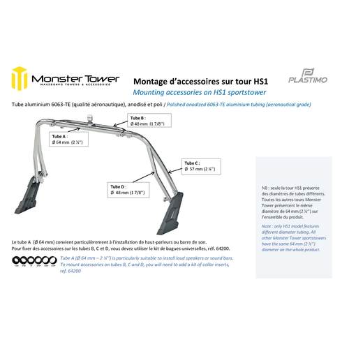 PLASTIMO Water Sports Tower Glossy Black, High-quality 6063-TE aluminum, Foldable with 5-year warranty