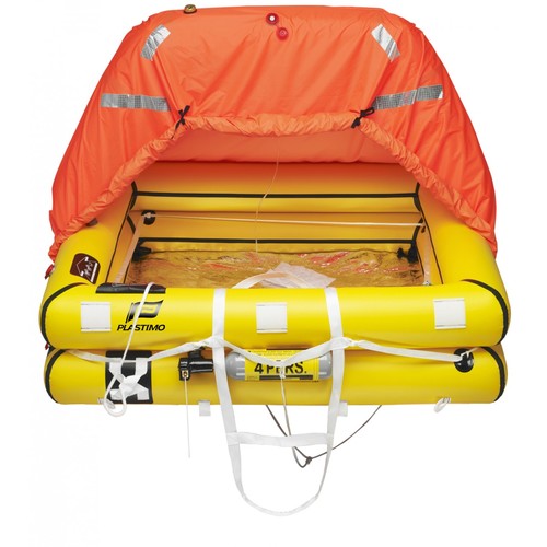 Plastimo Rettungsinsel Transocean ISO 9650-1, für 4 Personen über 24h, isolierter Doppelboden, fluoreszierendes Dach, Extrembedingungen