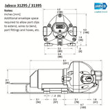 Jabsco pressure water pump 11 l/min 1.7 bar 24V, diaphragm pump, quiet operation with pulse absorber system -