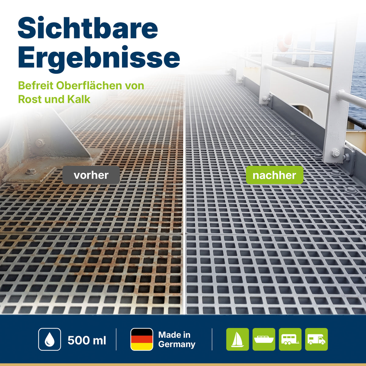 awn Rostflecken Entferner, gegen Rost, Kalk und starke Verschmutzungen, für Gelcoat, Kunststoff und Lack, 500 ml