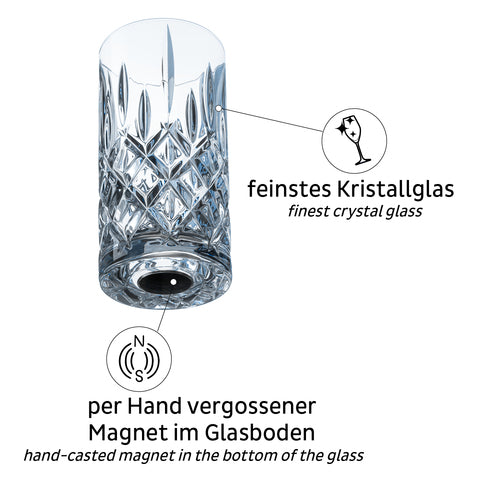 Silwy Magnet-Kristallgläser 4er Set formschöner Magnetboden Longdrinkgläser, bruchfeste Designgläser, Made in Germany