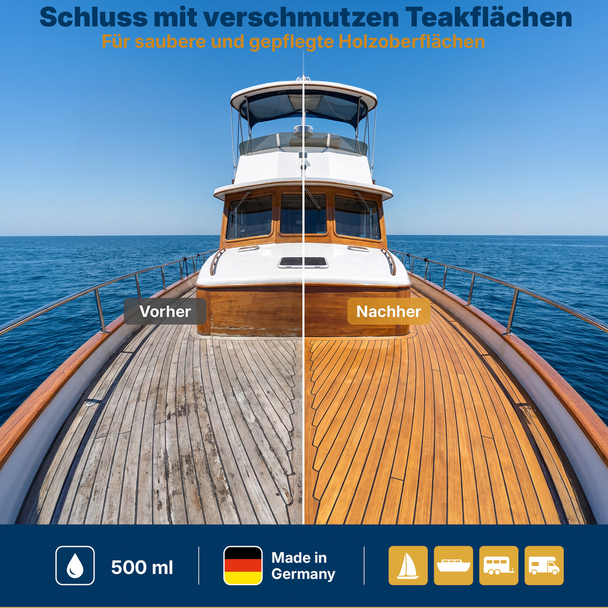 awn Teak Öl, natürliche Holzpflege mit UV-Schutz, wasser- und salzwasserbeständig, 500 ml