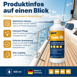 awn Teak Öl, natürliche Holzpflege mit UV-Schutz, wasser- und salzwasserbeständig, 500 ml