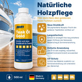 awn Teak Öl Gold, goldener Teakfarbton und UV-Schutz, für Teakholz innen und außen, 500 ml
