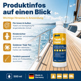 awn Teak Öl Gold, goldener Teakfarbton und UV-Schutz, für Teakholz innen und außen, 500 ml