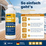 awn Teak Öl Gold, goldener Teakfarbton und UV-Schutz, für Teakholz innen und außen, 500 ml