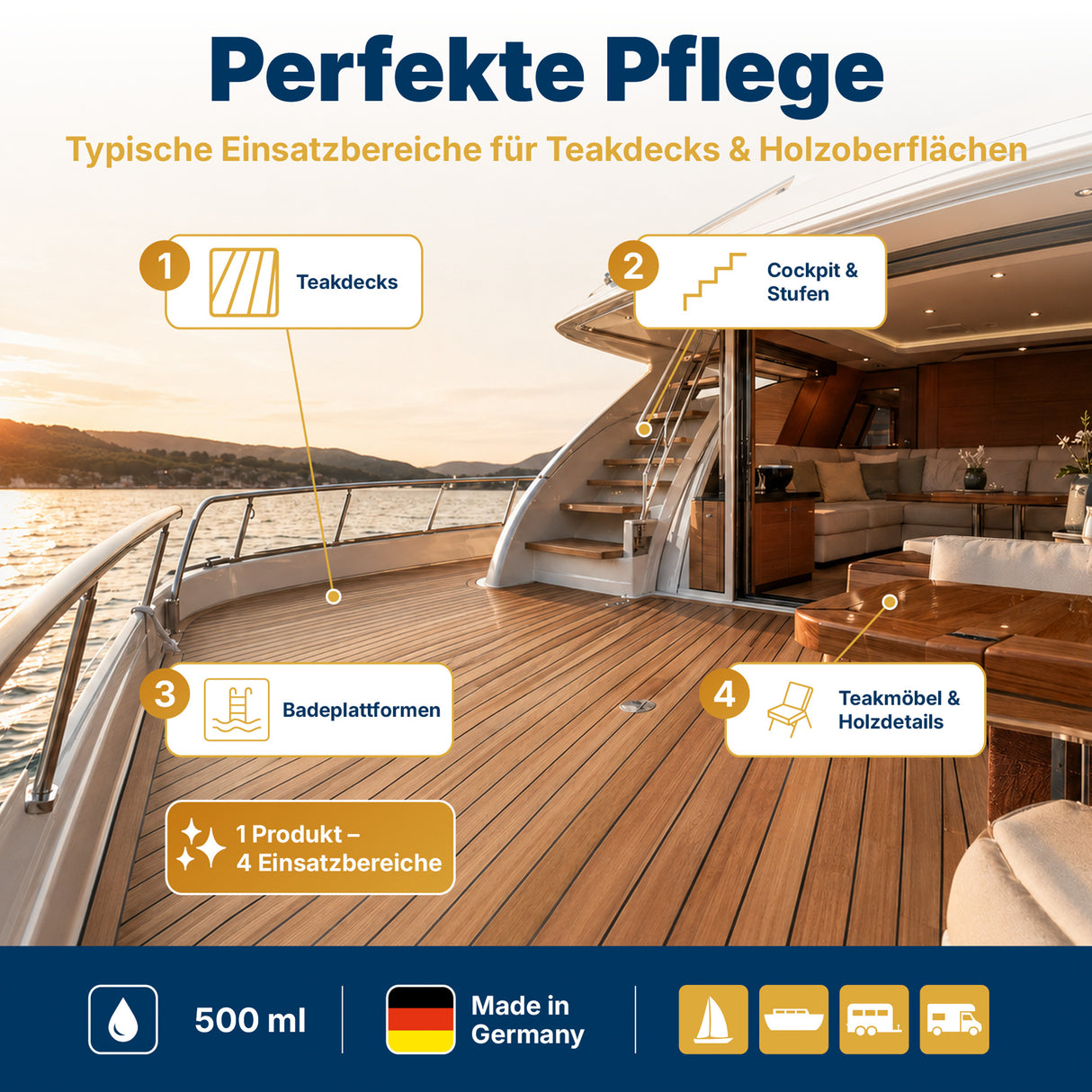 awn Teak Öl Gold, goldener Teakfarbton und UV-Schutz, für Teakholz innen und außen, 500 ml