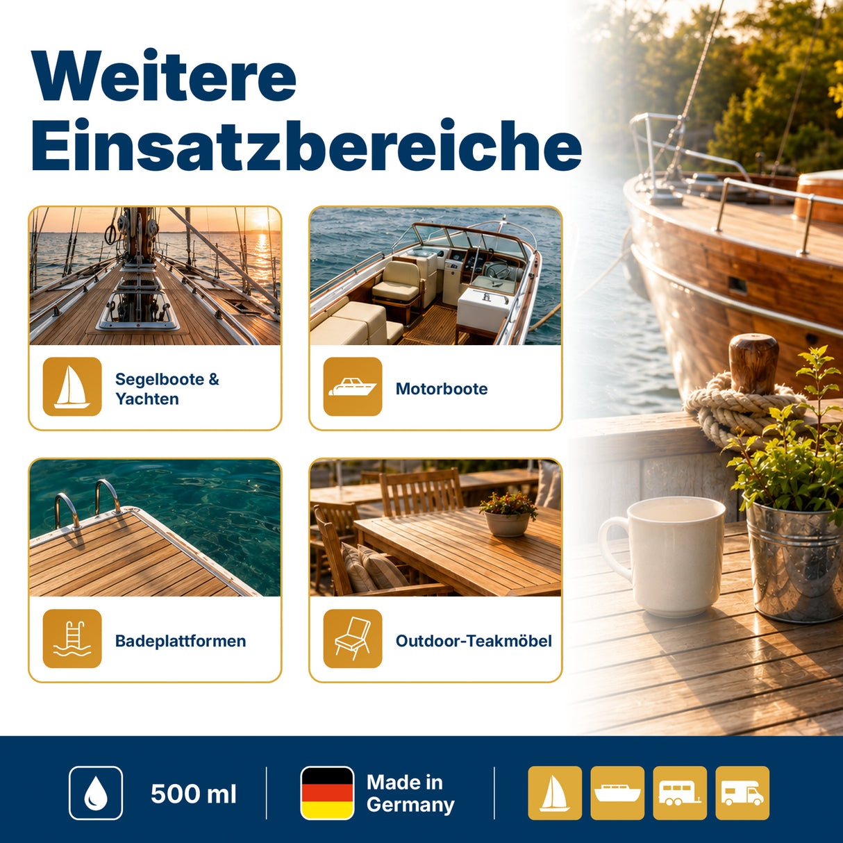 awn Teak Öl Gold, goldener Teakfarbton und UV-Schutz, für Teakholz innen und außen, 500 ml