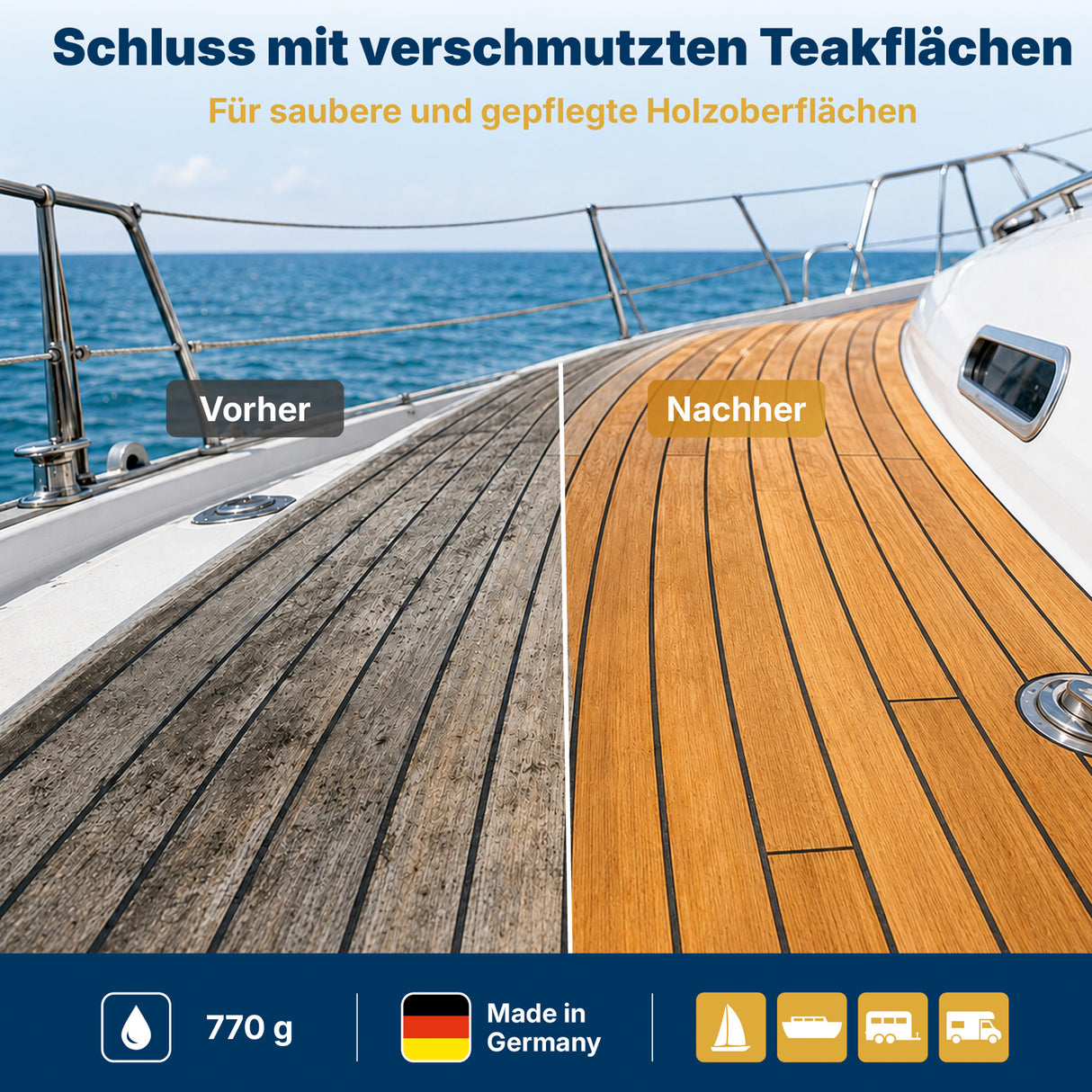 awn Teak Reiniger und Aufheller, intensive Reinigung für Teak- und Holzoberflächen, 770 g