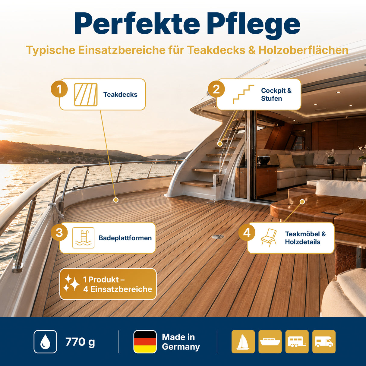 awn Teak Reiniger und Aufheller, intensive Reinigung für Teak- und Holzoberflächen, 770 g