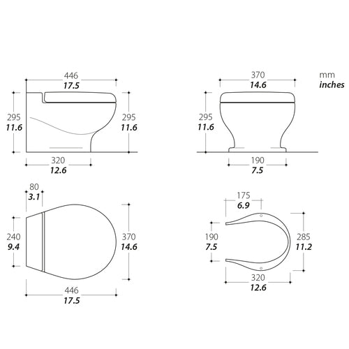Tecma Marine Toilette Nano 12V, Kurz, Weiß, ECO Smart Flush, Kompakte leise Zerkleinerer-Technologie