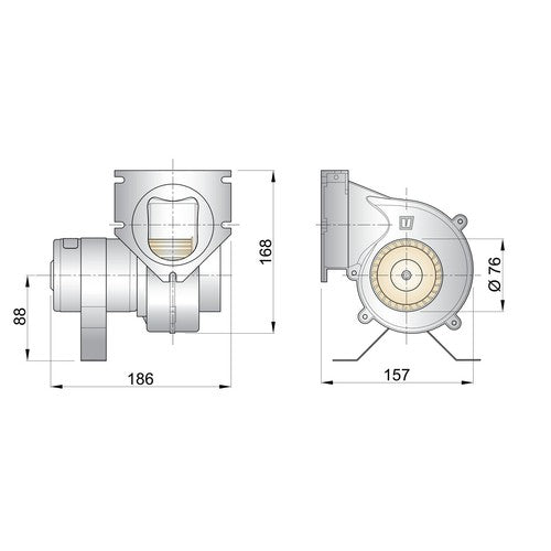 Vetus exhaust fan 24V, ignition-protected IP67, marine standard, ventilation, including mounting plate and connecting flange