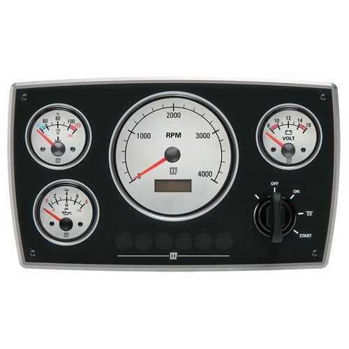 Vetus Aluminium-Motorinstrumententafel wetterfest 12 V, Bootsinstrumentenpanel, modernes Design mit Öldrück- und Motortemperaturanzeige