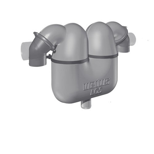 Vetus Auspuffgasseparator 50/75 mm, Gas-/Wasserabscheider, Geräuschminderung und Schwanenhals-Funktion