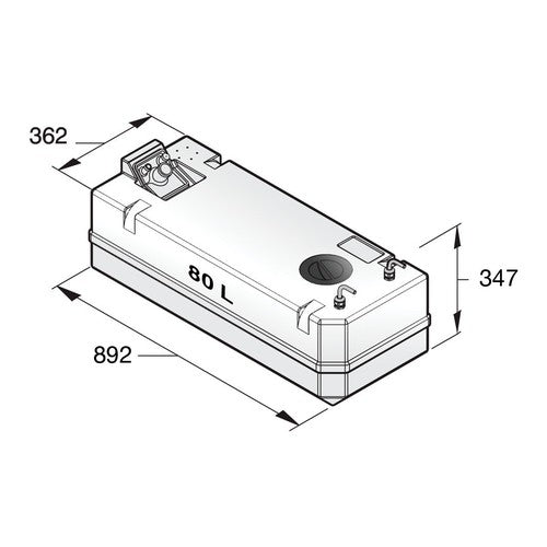 Vetus diesel tank 80L polyethylene, fuel tank, SAE flange for sensor integration