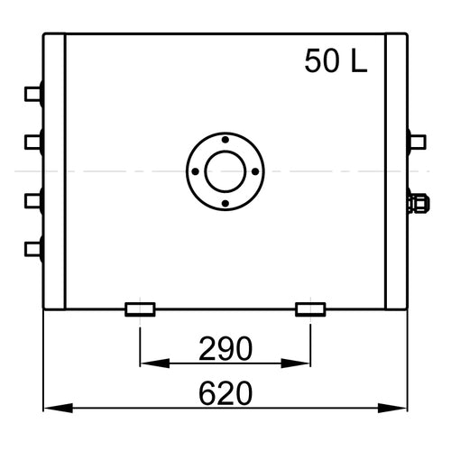 Vetus Warmwasserboiler Doppelspiral 50 L, Heißwasserbereiter, robuste Halterung, 1,5kW Heizelement