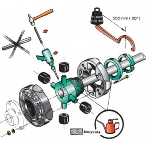 Vetus Kupplung Flexible zentrische Montage für 30mm Welle, Antriebskupplung, Zeitersparnis