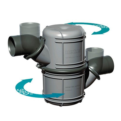 Vetus Wassersammler 2-Phasen, Kunststoff 360° drehbar, Abgasschlach-Ø 40-90 mm, Schalldämpfung