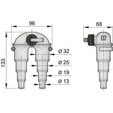 Vetus plastic aerator for boats, inner diameter 13/19/25/32 mm, ventilation system, constant cooling water flow for external installation