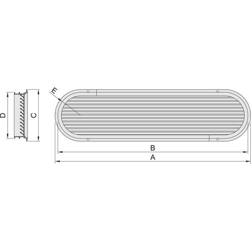 Vetus Lamellengitter Belüfter Aluminiumrahmen, Entlüftungsgitter, poliertes anodisiertes Design