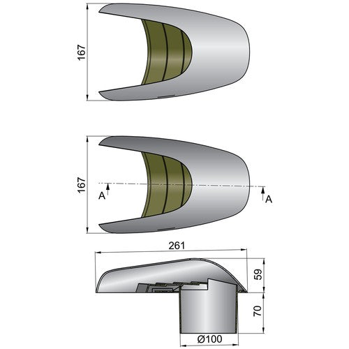 Vetus ventilation shell stainless steel AD 75mm, shell vent, highly polished without screws