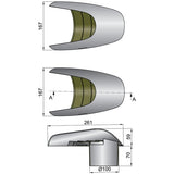 Vetus ventilation shell stainless steel AD 75mm, shell vent, highly polished without screws