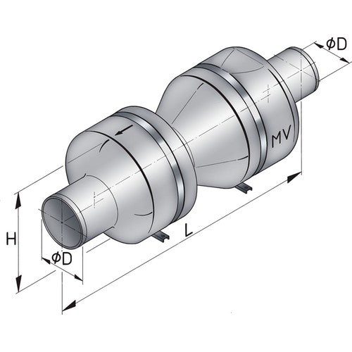 Vetus Schalldämpfer Für Abgassysteme Innendurchmesser 90-150 mm Edelstahlbügel Enthalten, Auspuffdämpfer, Für High-Performance Anwendungen